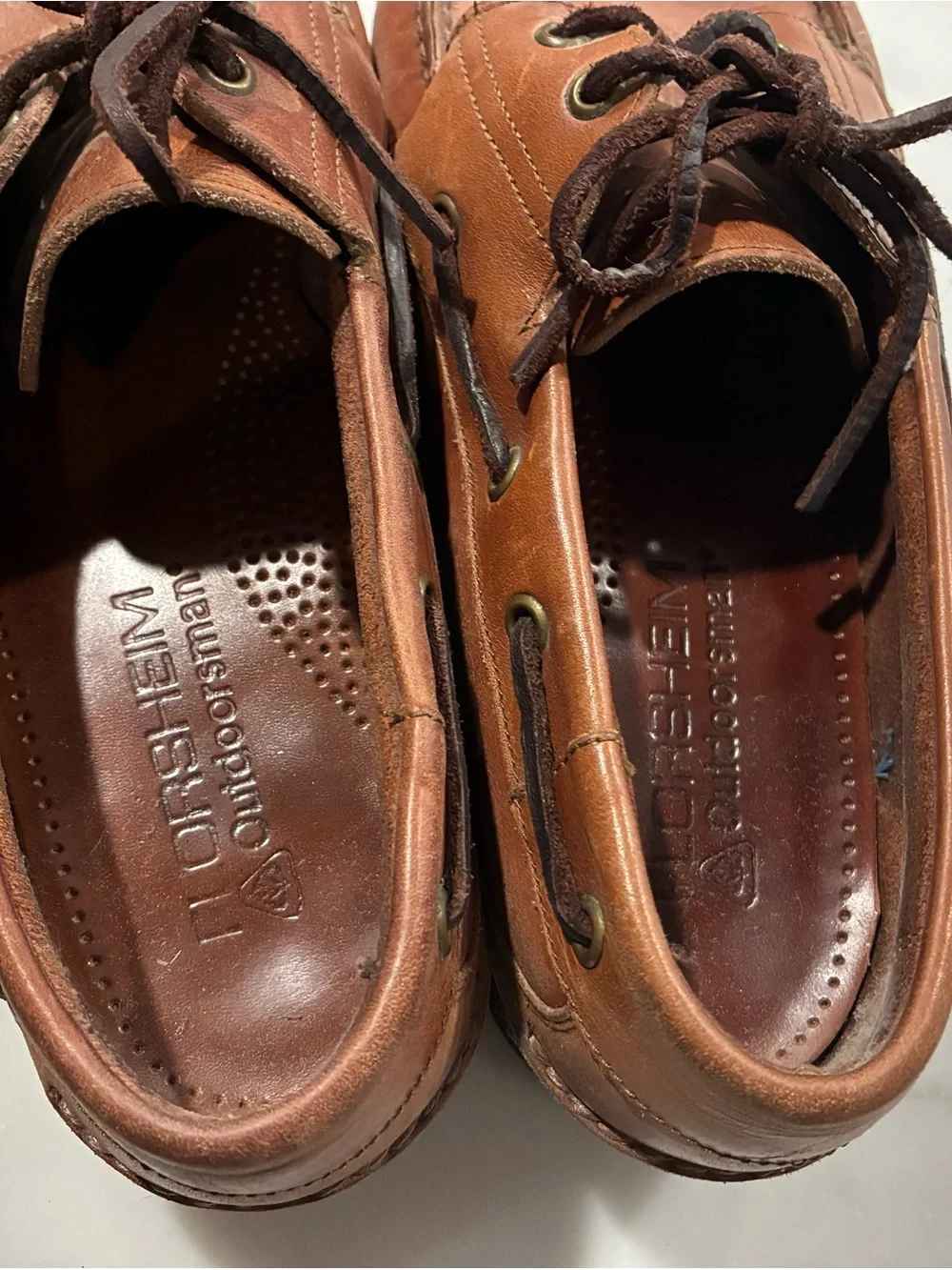 Florsheim Brown Leather Lace-Up Boat Shoes Size 9